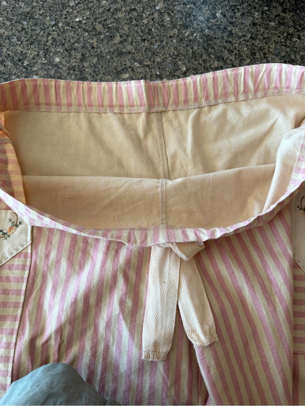Handmade New One of A Kind cotton drawstring Striped  Cropped Cargo pants size L - Picture 7 of 9